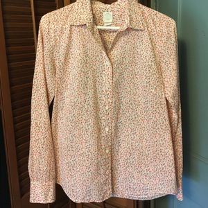 J Crew Perfect Shirt Pink Floral Button Down Sz 4